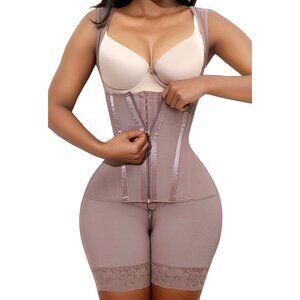 Women's Rosybrown Shapewear Body Shaper Butt Lifting Bodysuit Tummy Control